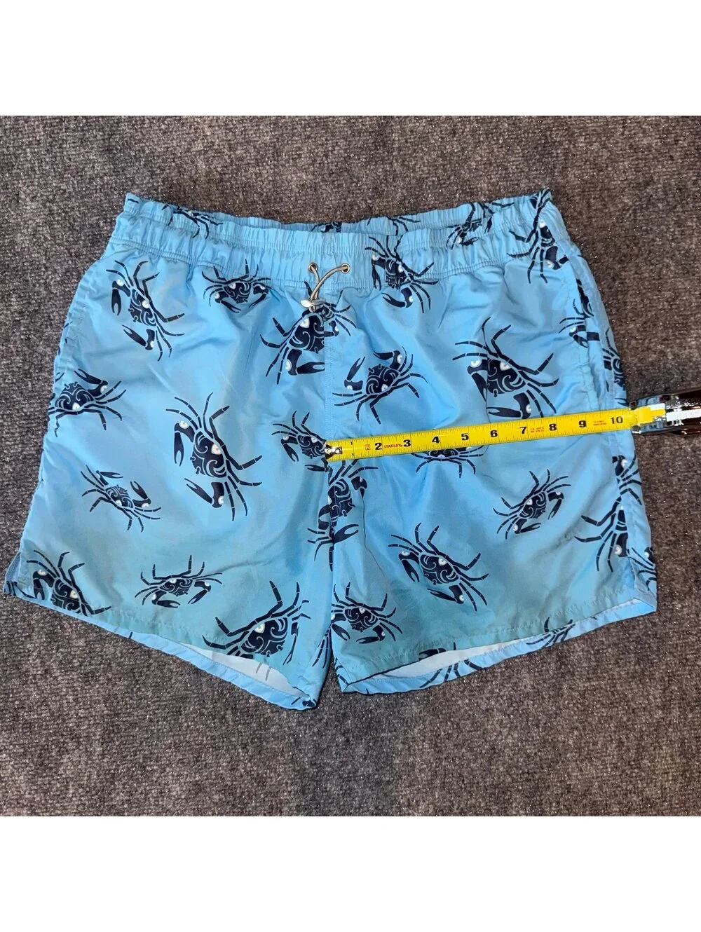 Zegna Sport Lined Blue Crab Print Swim Trunks Mens MD Vtg y2k 90s Rare